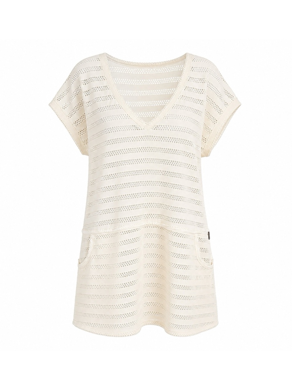 Calvin Klein White Mesh Stripe Swimsuit Cover Up Tunic Dress Womens L